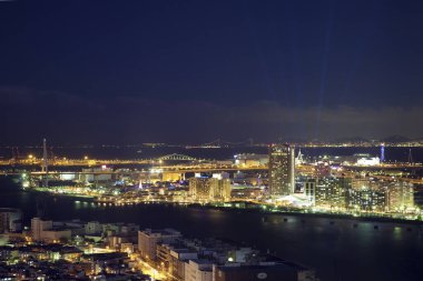 Osaka Universal Limanı, Japonya 'nın gece görüşü