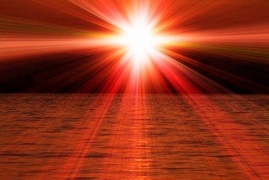 Suyun üzerinde renkli günbatımı arkaplanı