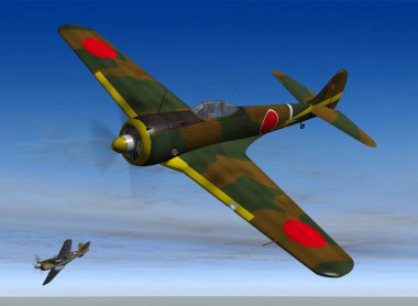 Gökyüzünde uçan eski uçağın renkli 3D görüntüsü