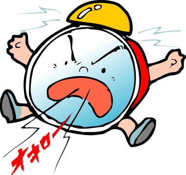 çizgi film kızgın alarm saati beyaz arkaplanda izole 