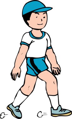 beyaz arkaplanda izole edilmiş erkek çizgi film çizimi 