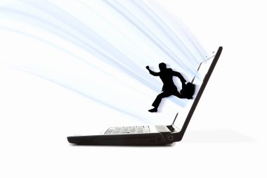 Beyaz arka planda dizüstü bilgisayarım bitiyor.