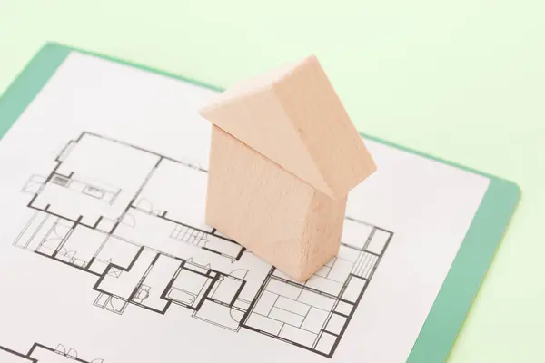 Blueprints House Model Investment Mortgage Concept — Stock Photo, Image