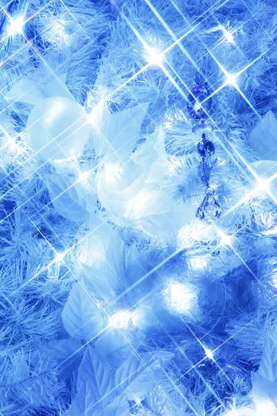 Blauwe Kerstverlichting Decoraties Kerstboom — Stockfoto