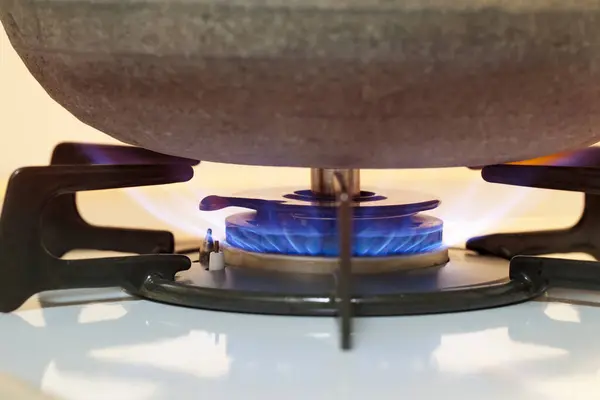 Gas Stove Flames Close View — Stock Photo, Image