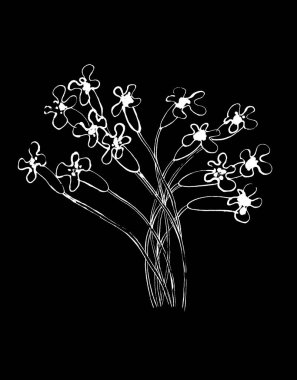 Çiçekli siyah beyaz desen