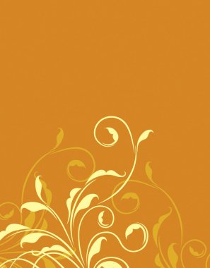 Dekoratif çiçek unsurları olan güzel turuncu soyut arkaplan        