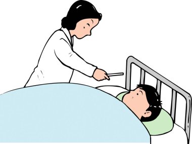 Bir doktorun hastasıyla birlikte çizdiği karikatür çizimi 