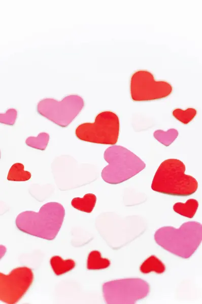 Valentinstag Herzen Auf Weißem Hintergrund — Stockfoto