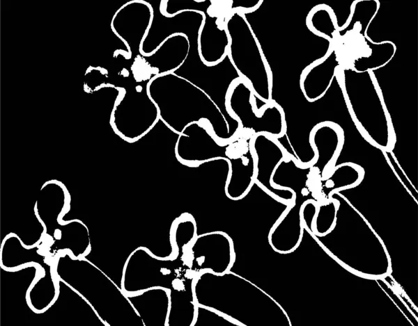 Padrão Preto Branco Com Flores — Fotografia de Stock