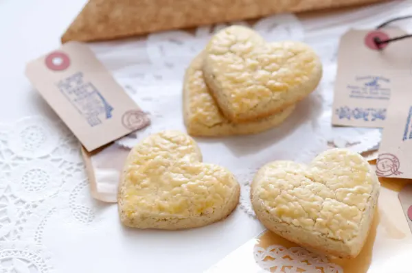 Herzförmige Kekse Aus Nächster Nähe — Stockfoto