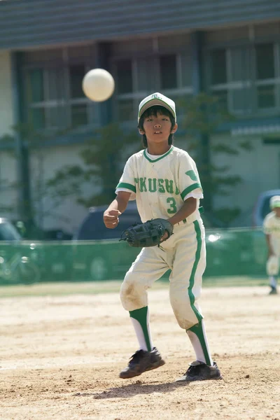 Japans Jongen Werper Spelen Honkbal Wedstrijd Kleine Competitie — Stockfoto