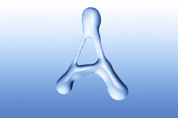 Une Lettre Forme Liquide Bleu Isolé Sur Fond Clair Alphabet — Photo