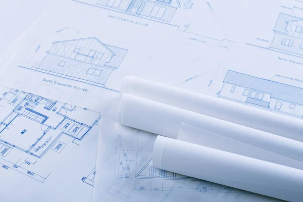 Close View Architectural Plans Drawings — Stock Photo, Image