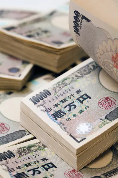 Van Dichtbij Bekijken Van Yen Bankbiljetten — Stockfoto