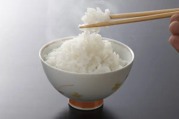 Bílou Rýži Misce Hůlky — Stock fotografie