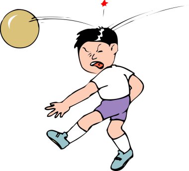 Çocuğun kafasına top çarpıyor.