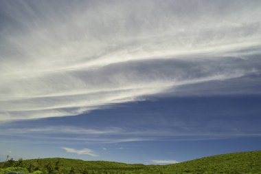 Yeşil çimenlerin üzerinde bulutlar