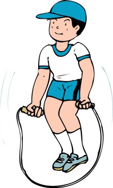 İp atlayan çizgi film çocuğu..