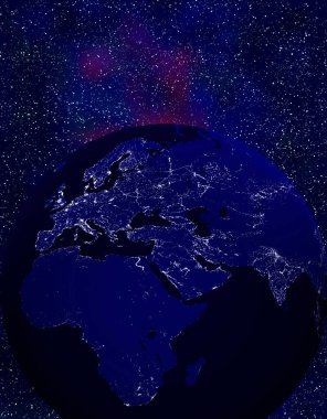 Uzaydaki gezegenin gece görüntüsü