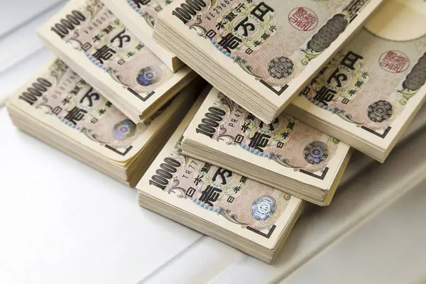 Van Dichtbij Bekijken Van Yen Bankbiljetten — Stockfoto