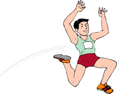 Atlayan sporcu. Beyaz üzerine resimleme 