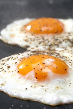 Kızartma tavasında leziz yumurta manzarası.