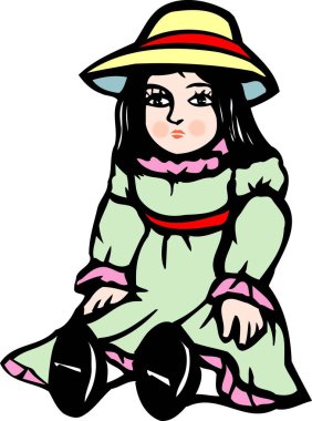  Elbiseli ve şapkalı şirin bir kızın resmi.