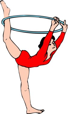 Jimnastik yapan bir kızın karikatür çizimi.
