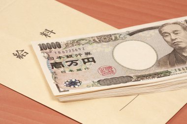 Japon para banknotları, finansal geçmiş yığını. 