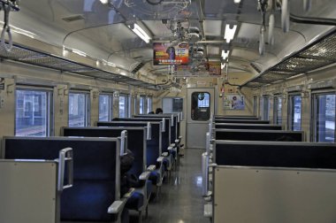 Tokyo, Japonya 'dan metro trenine binen yolcular