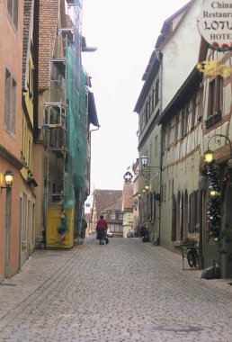 Avrupa 'nın eski caddesinin manzarası 