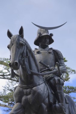Statue of Date Masamune on a Horse in Sendai, Japan clipart