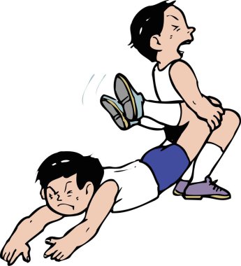 Çizgi film çocukları kararlı ifadelerle birdirbir oynuyorlar.