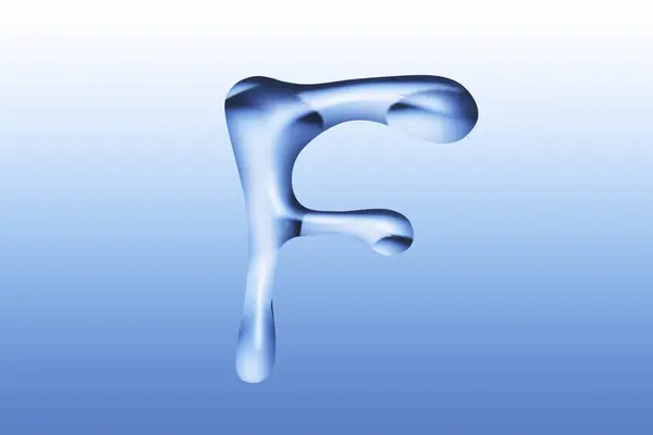 Lettre Forme Liquide Bleu Isolé Sur Fond Clair Alphabet — Photo