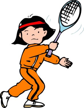  Beyaz arka planda badminton oynayan kadının resmi