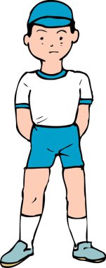 Beyaz arka planda bir çocuğun karikatür çizimi 