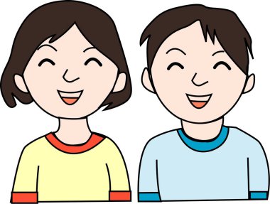 Mutlu çocuklar gülümsüyor ve eğleniyor.