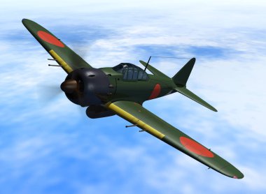 Klasik bir askeri uçağın üç boyutlu detaylı çizimi