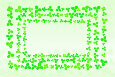 Yeşil arkaplanda yeşil yonca yapraklarından çerçeve