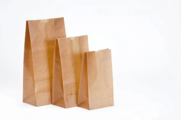 Close View Paper Bags White Background — Stock Photo, Image
