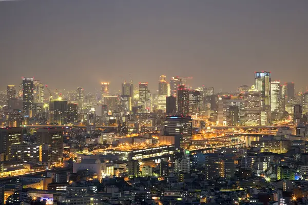 Vista Aerea Della Città Tokyo Notte Giappone — Foto Stock