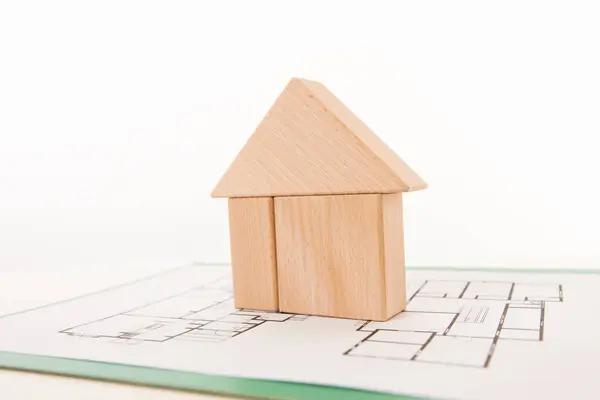 Plany Modelem Domu Inwestycja Koncepcja Kredytu Hipotecznego — Zdjęcie stockowe