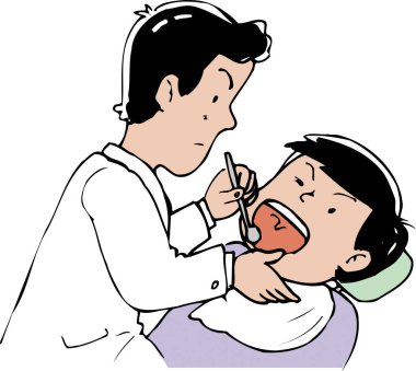 Dişçi hasta ağzını yakından inceliyor.