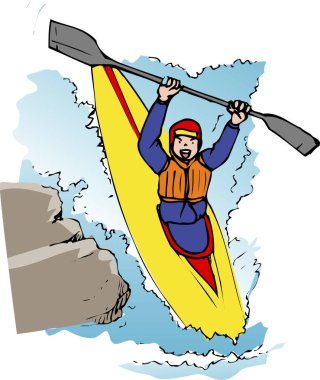 Kano süren bir adamın karikatür çizimi.