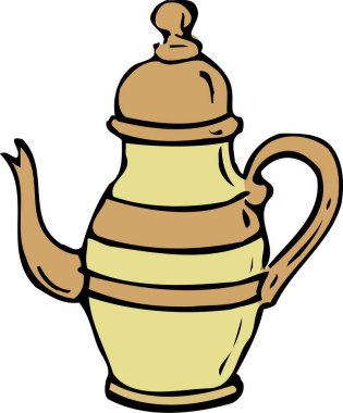 karikatür eski demlik beyaz arkaplanda izole 