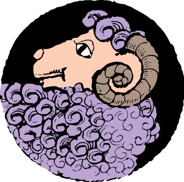 Beyaz arka planda siyah daireler çizen koyunların çizimi 