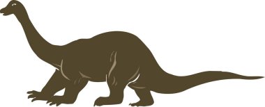 Beyaz arkaplanda dinozorun siluetinin çizimi