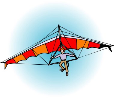 Çizgi film uçan paraglider çizimi