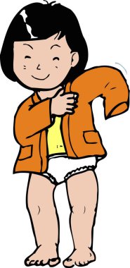 Beyaz arka planda giyinen tatlı kız.